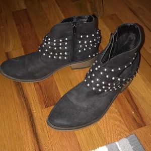 Black studded booties
